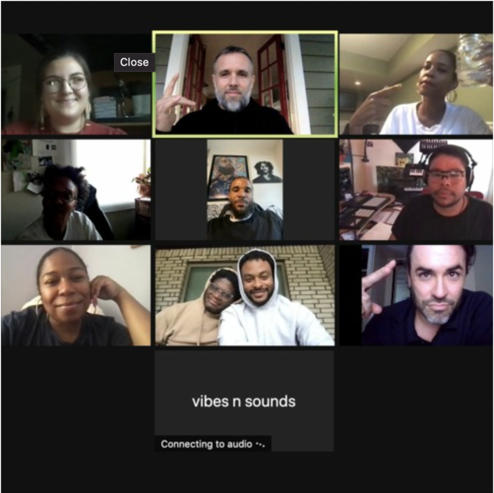 Screen shot image of 10 people smiling during a Zoom meeting. 